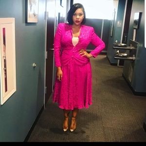 Hot pink 100% silk suit